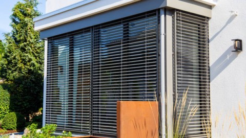 Window with modern venetian blind